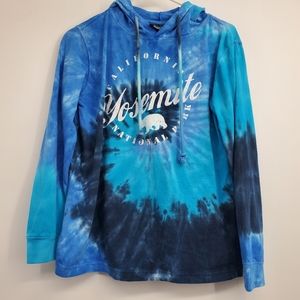 Yosemite Sweatshirt Hoodie Size S Small Blue Tye-Dye Tie Die Tourist Hippie Cute
